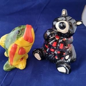 Trout Fish and Black Bear Salt and Pepper Shakers All Occasion/Holiday
